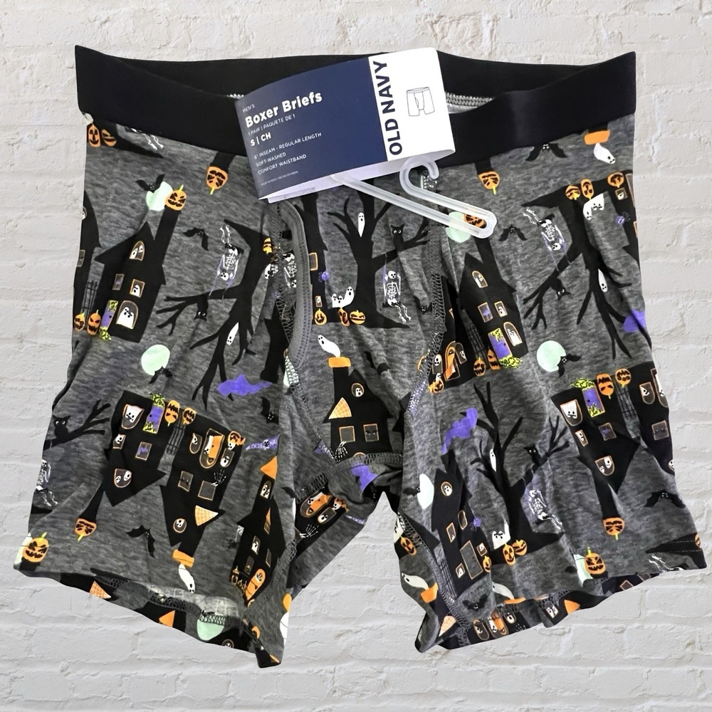 Old Navy Halloween Boxer Briefs Size Men's S Haunted House Glow-In-The-Dark NWT